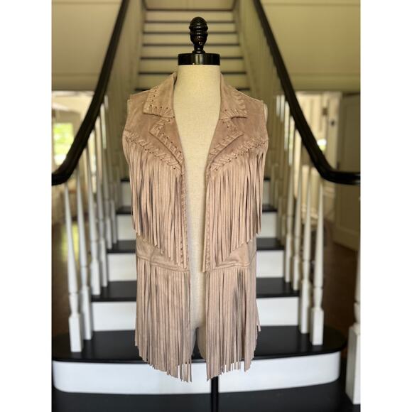 Y2k Fringe Vest Faux Suede Western Rodeo Cowgirl Boho Hippie Concert Festival - Picture 3 of 10